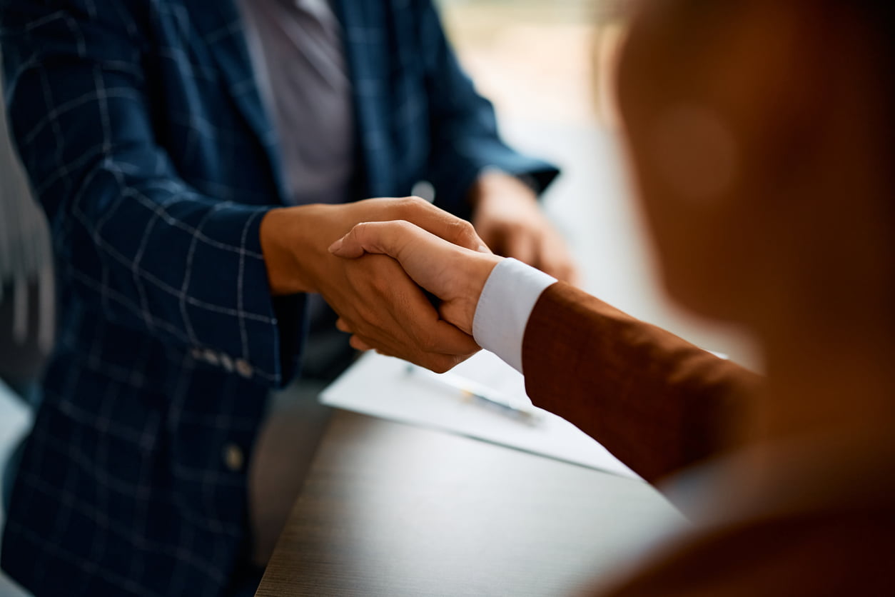 close up of a business handshake