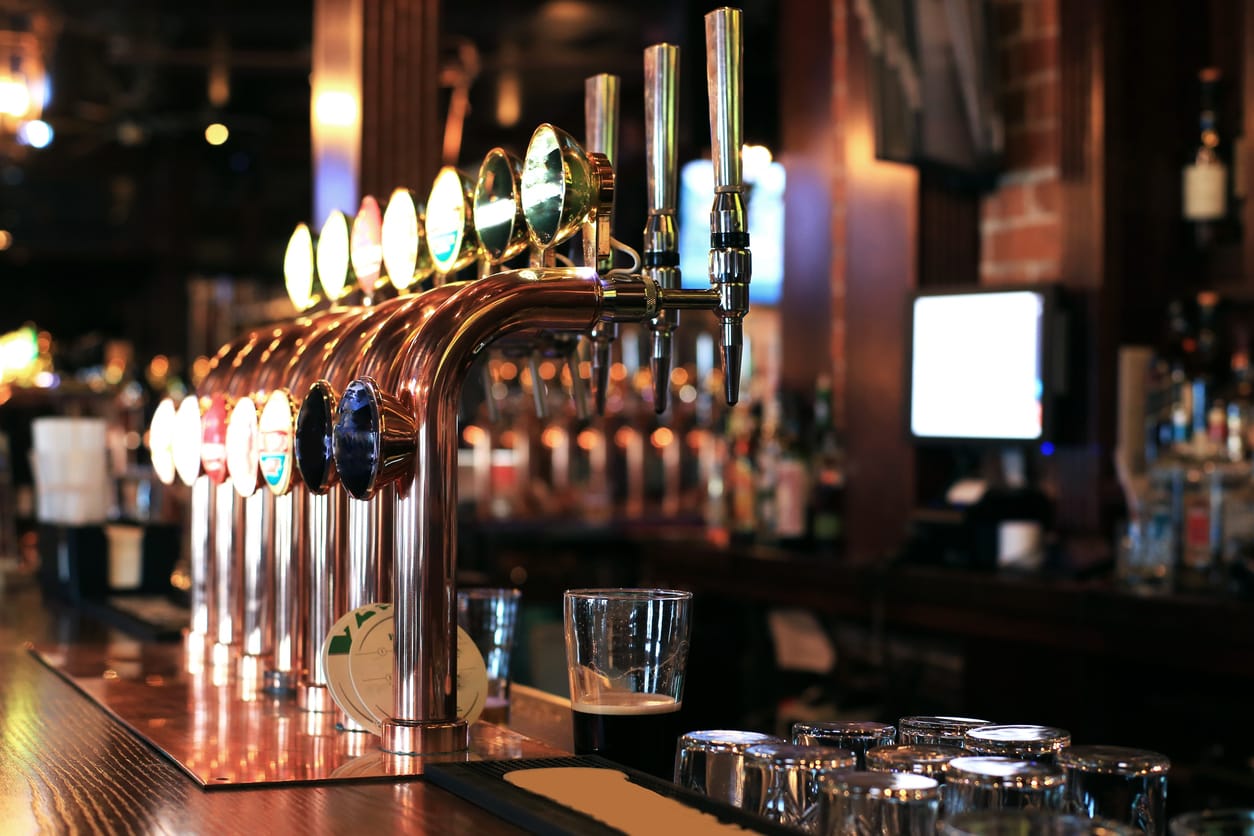 A close up of bar pumps in a bar